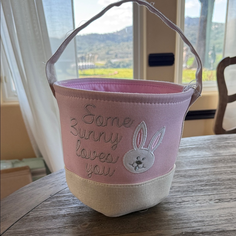“Some Bunny Loves You” Pink Easter Basket NWT